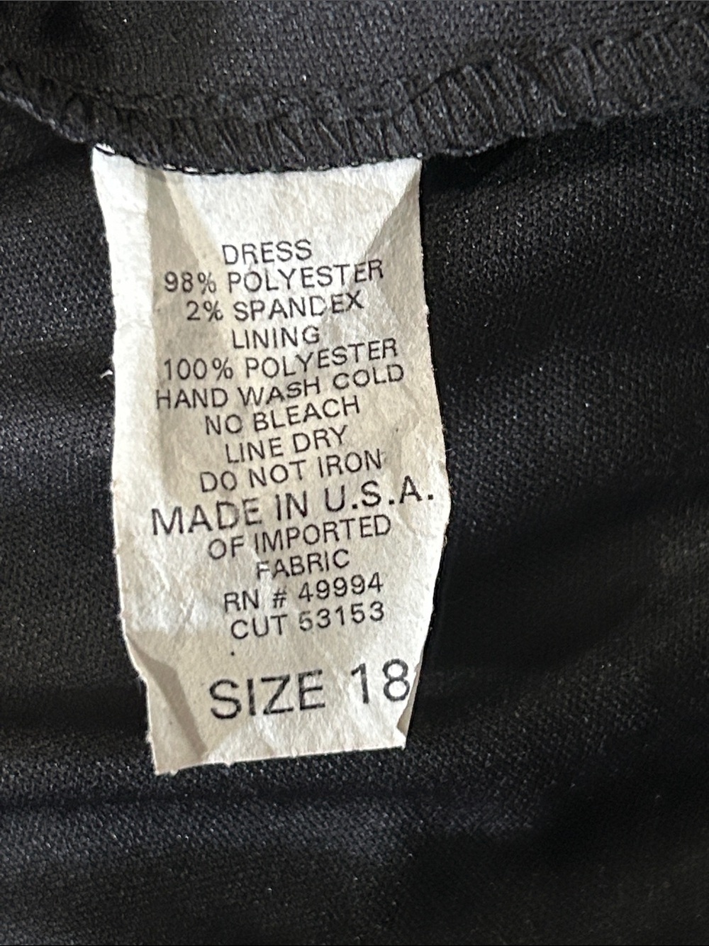 R&M Richard’s Black Ruffled Strap Dress sz 18 Made in The USA vintage - Picture 3 of 6